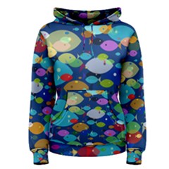 Illustrations Sea Fish Swimming Colors Women s Pullover Hoodie by anzea