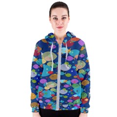 Illustrations Sea Fish Swimming Colors Women s Zipper Hoodie by anzea