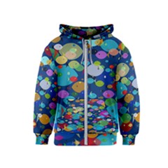 Illustrations Sea Fish Swimming Colors Kids  Zipper Hoodie by anzea