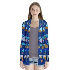 Illustrations Sea Fish Swimming Colors Drape Collar Cardigan