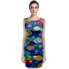 Illustrations Sea Fish Swimming Colors Sleeveless Velvet Midi Dress