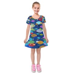 Illustrations Sea Fish Swimming Colors Kids  Short Sleeve Velvet Dress