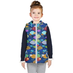 Illustrations Sea Fish Swimming Colors Kids  Hooded Puffer Vest