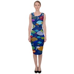 Illustrations Sea Fish Swimming Colors Sleeveless Pencil Dress