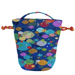 Illustrations Sea Fish Swimming Colors Drawstring Bucket Bag