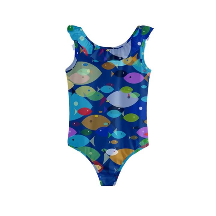 Illustrations Sea Fish Swimming Colors Kids  Frill Swimsuit