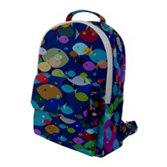 Illustrations Sea Fish Swimming Colors Flap Pocket Backpack (large)