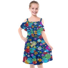 Illustrations Sea Fish Swimming Colors Kids  Cut Out Shoulders Chiffon Dress