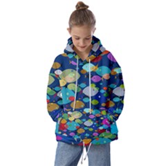 Illustrations Sea Fish Swimming Colors Kids  Oversized Hoodie