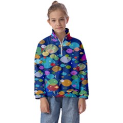 Illustrations Sea Fish Swimming Colors Kids  Half Zip Hoodie