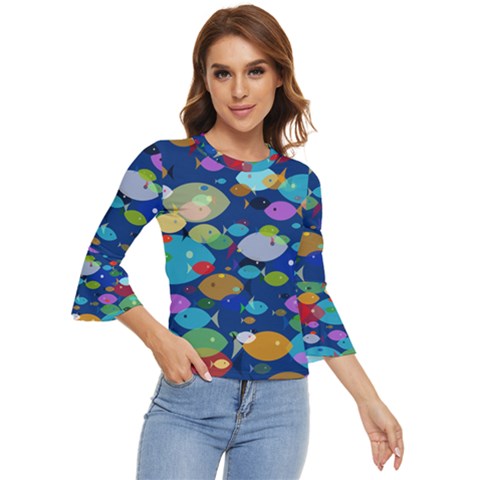 Illustrations Sea Fish Swimming Colors Bell Sleeve Top by anzea