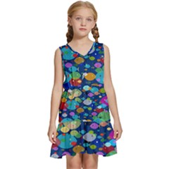 Illustrations Sea Fish Swimming Colors Kids  Sleeveless Tiered Mini Dress by anzea