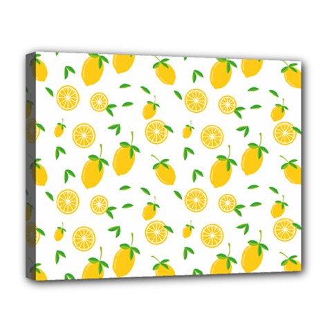 Illustrations Lemon Citrus Fruit Yellow Canvas 14  X 11  (stretched) by anzea