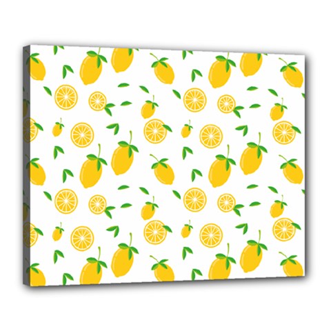 Illustrations Lemon Citrus Fruit Yellow Canvas 20  X 16  (stretched) by anzea