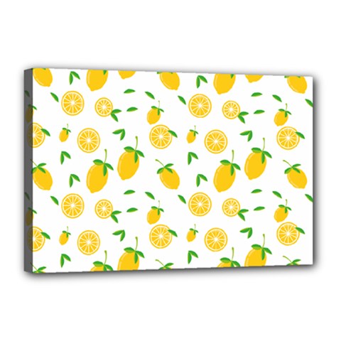 Illustrations Lemon Citrus Fruit Yellow Canvas 18  X 12  (stretched) by anzea