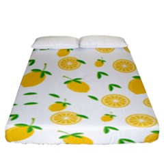 Illustrations Lemon Citrus Fruit Yellow Fitted Sheet (king Size) by anzea