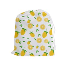 Illustrations Lemon Citrus Fruit Yellow Drawstring Pouch (xl) by anzea