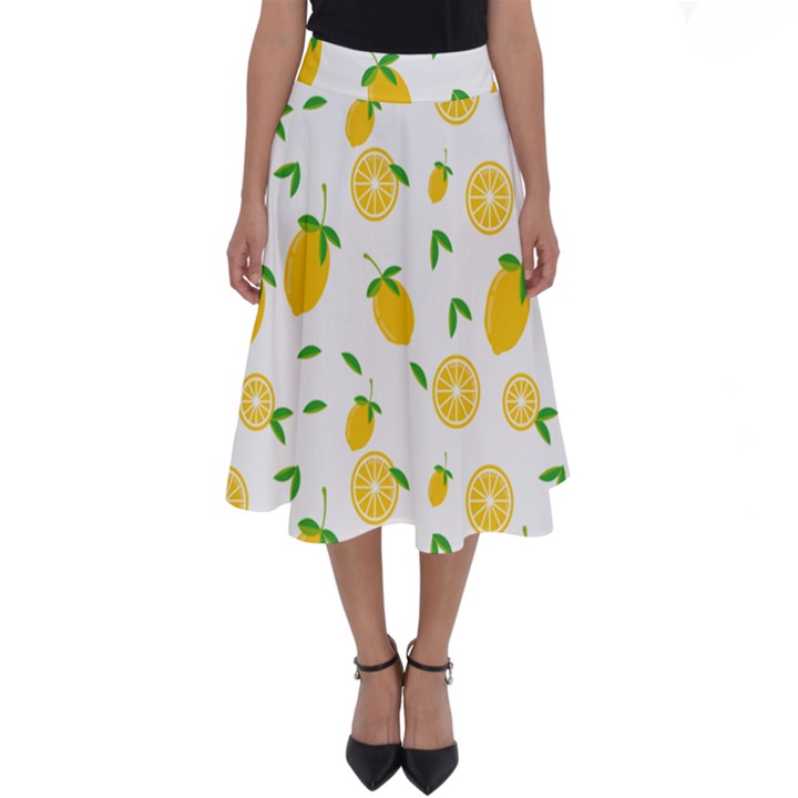 Illustrations Lemon Citrus Fruit Yellow Perfect Length Midi Skirt