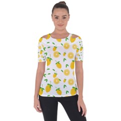 Illustrations Lemon Citrus Fruit Yellow Shoulder Cut Out Short Sleeve Top by anzea