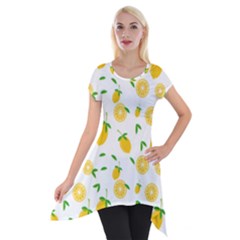 Illustrations Lemon Citrus Fruit Yellow Short Sleeve Side Drop Tunic by anzea