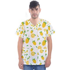 Illustrations Lemon Citrus Fruit Yellow Men s V-neck Scrub Top