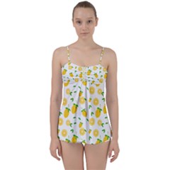 Illustrations Lemon Citrus Fruit Yellow Babydoll Tankini Set by anzea