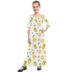 Illustrations Lemon Citrus Fruit Yellow Kids  Quarter Sleeve Maxi Dress