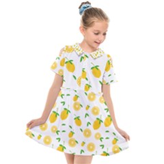 Illustrations Lemon Citrus Fruit Yellow Kids  Short Sleeve Shirt Dress by anzea