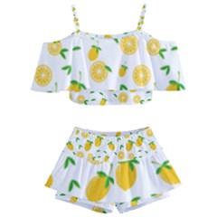 Illustrations Lemon Citrus Fruit Yellow Kids  Off Shoulder Skirt Bikini by anzea