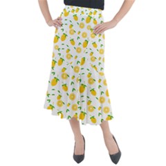 Illustrations Lemon Citrus Fruit Yellow Midi Mermaid Skirt by anzea