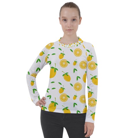 Illustrations Lemon Citrus Fruit Yellow Women s Pique Long Sleeve T-shirt by anzea