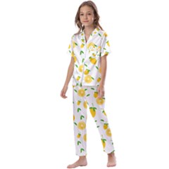 Illustrations Lemon Citrus Fruit Yellow Kids  Satin Short Sleeve Pajamas Set by anzea