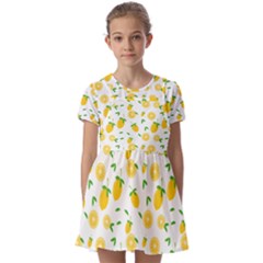 Illustrations Lemon Citrus Fruit Yellow Kids  Short Sleeve Pinafore Style Dress