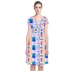 Illustrations Of Fish Texture Modulate Sea Pattern Short Sleeve Front Wrap Dress by anzea