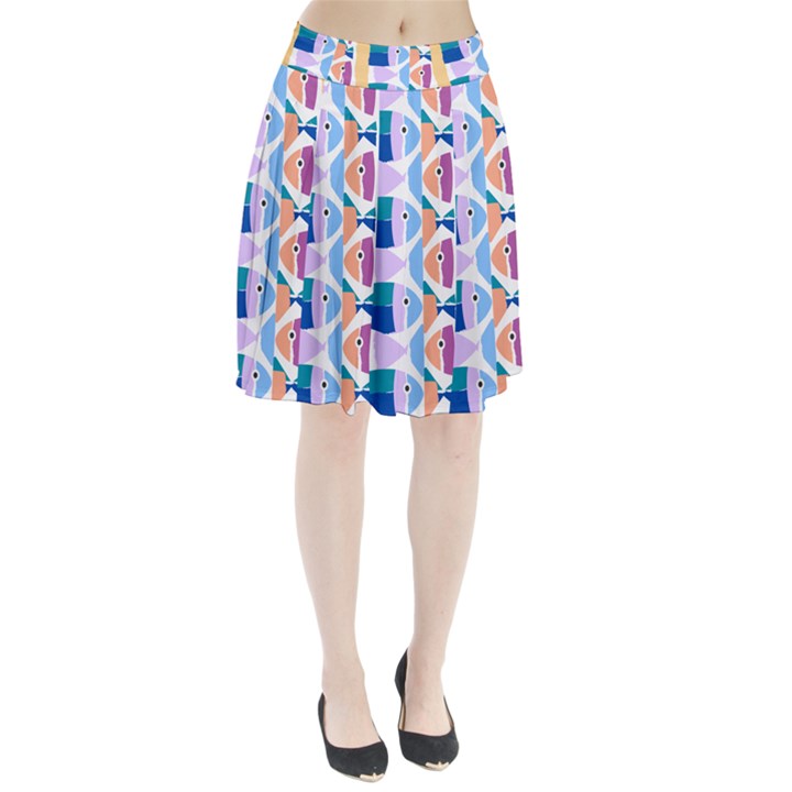 Illustrations Of Fish Texture Modulate Sea Pattern Pleated Skirt