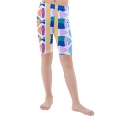 Illustrations Of Fish Texture Modulate Sea Pattern Kids  Mid Length Swim Shorts by anzea