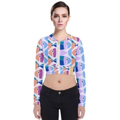 Illustrations Of Fish Texture Modulate Sea Pattern Long Sleeve Zip Up Bomber Jacket by anzea