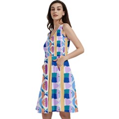 Illustrations Of Fish Texture Modulate Sea Pattern Sleeveless V-neck Skater Dress With Pockets by anzea