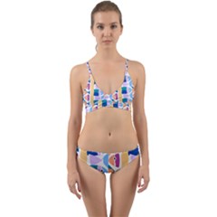 Illustrations Of Fish Texture Modulate Sea Pattern Wrap Around Bikini Set