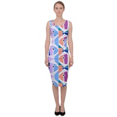 Illustrations Of Fish Texture Modulate Sea Pattern Sleeveless Pencil Dress