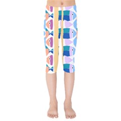 Illustrations Of Fish Texture Modulate Sea Pattern Kids  Capri Leggings 