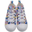 Illustrations Of Fish Texture Modulate Sea Pattern Kids  Mid-Top Canvas Sneakers View1