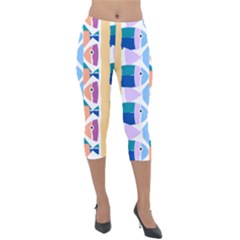 Illustrations Of Fish Texture Modulate Sea Pattern Lightweight Velour Capri Leggings  by anzea