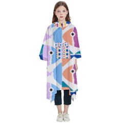 Illustrations Of Fish Texture Modulate Sea Pattern Kids  Hooded Rain Ponchos