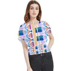 Illustrations Of Fish Texture Modulate Sea Pattern Butterfly Chiffon Blouse