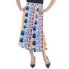 Illustrations Of Fish Texture Modulate Sea Pattern Midi Mermaid Skirt