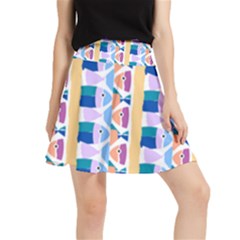 Illustrations Of Fish Texture Modulate Sea Pattern Waistband Skirt