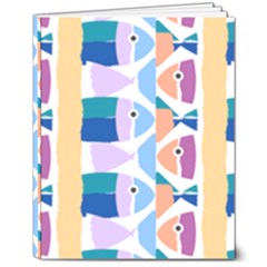 Illustrations Of Fish Texture Modulate Sea Pattern 8  X 10  Hardcover Notebook