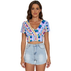 Illustrations Of Fish Texture Modulate Sea Pattern V-neck Crop Top by anzea