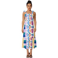 Illustrations Of Fish Texture Modulate Sea Pattern Tie-strap Tiered Midi Chiffon Dress by anzea